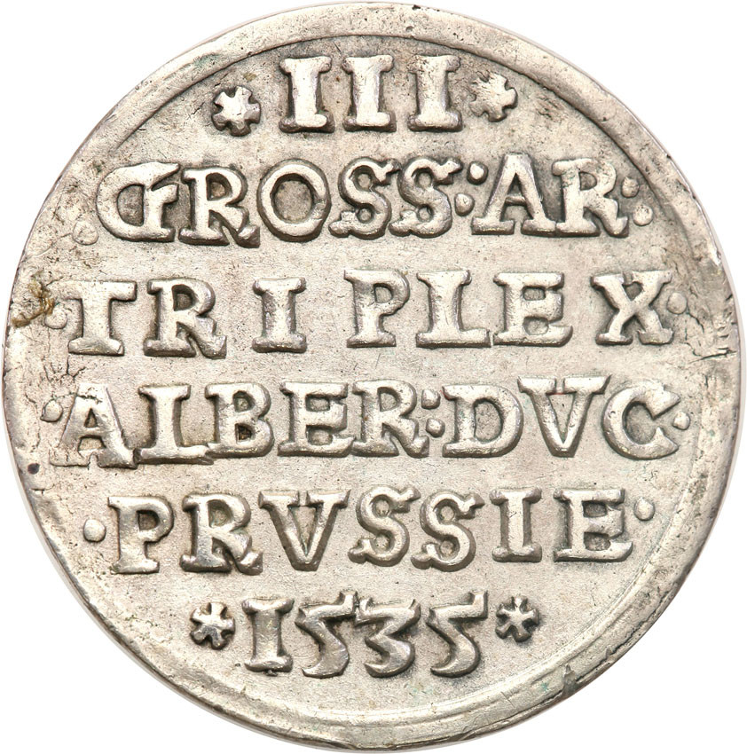 Prusy Książęce. Albrecht Hohenzollern. Trojak (3 grosze)  1535, Królewiec